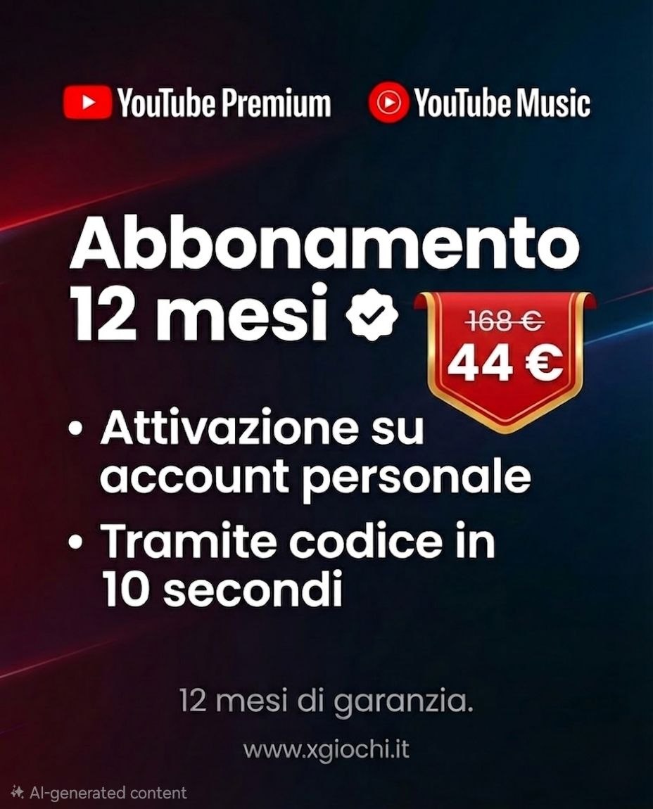 YouTube Premium + YouTube Music : 12 mesi