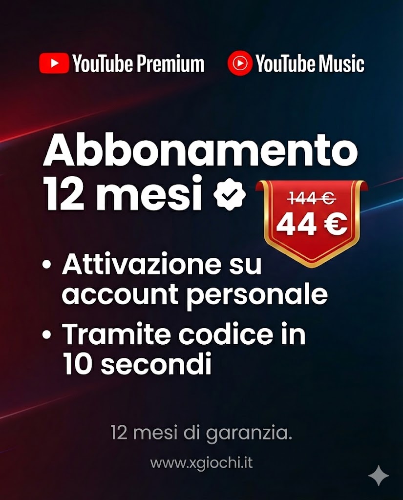 YouTube Premium + YouTube Music :12 mesi